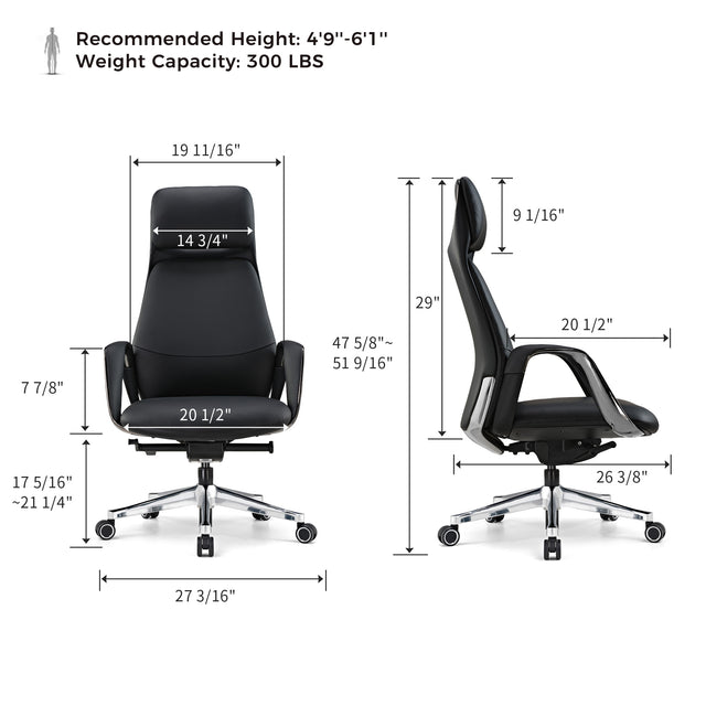Eureka SERENE, Napa Leather Executive Office Chair
