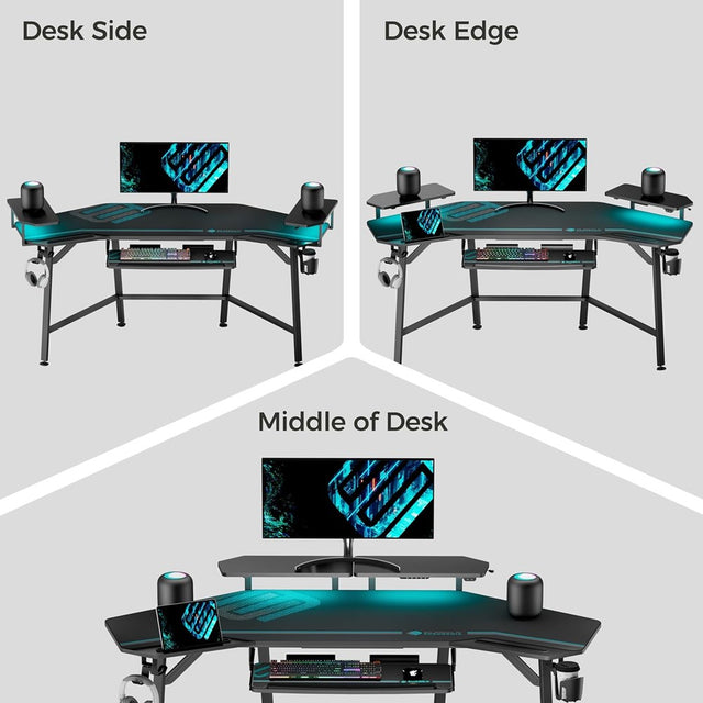 Eureka Aero E70B 70" Wing Shaped Studio Desk wtih Keyboard Tray