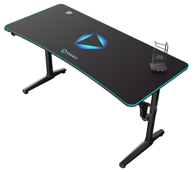 ONEX GD1600H Wide Gaming Office Desk with full coverage mousepad and accessories