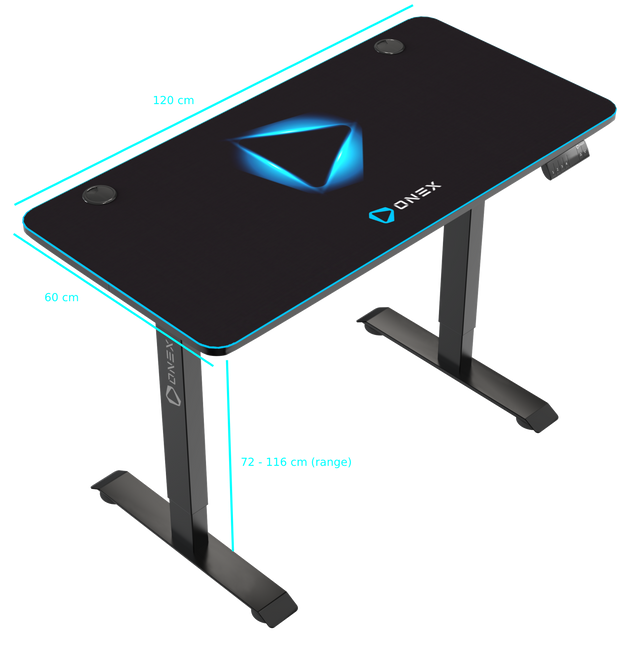 ONEX GDE1200SH Electric Height Adjustable Gaming Office Desk with full coverage mousepad