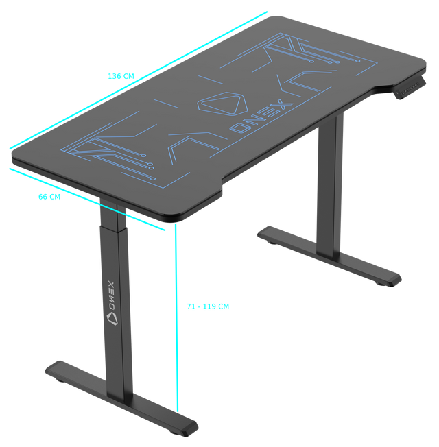 ONEX GDE1400G RGB Tempered Glass Electric Gaming Office Desk