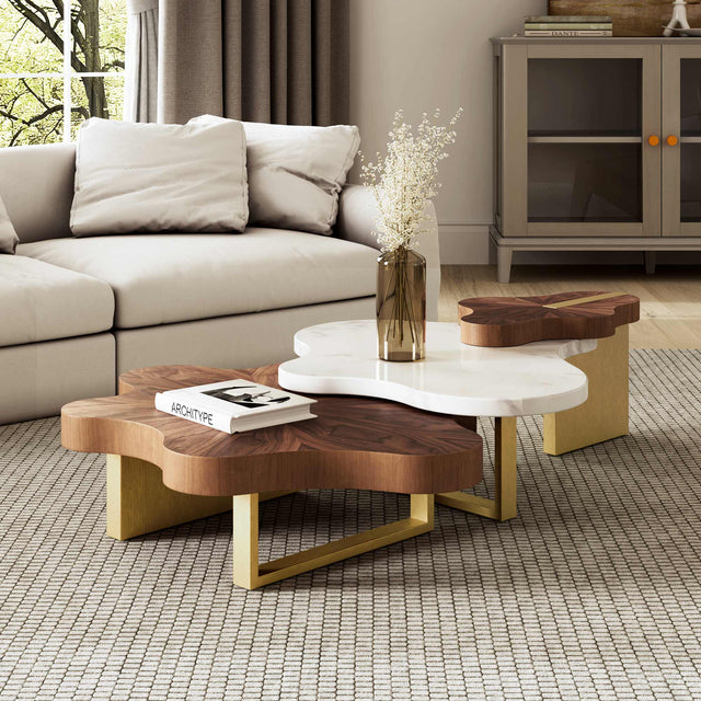 Eureka Cloud Shape Solid Wood Coffee Table Set