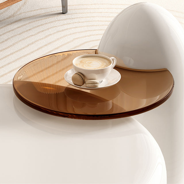 Eureka White Cat Claw Round Coffee Table With Penguin Side Table Set