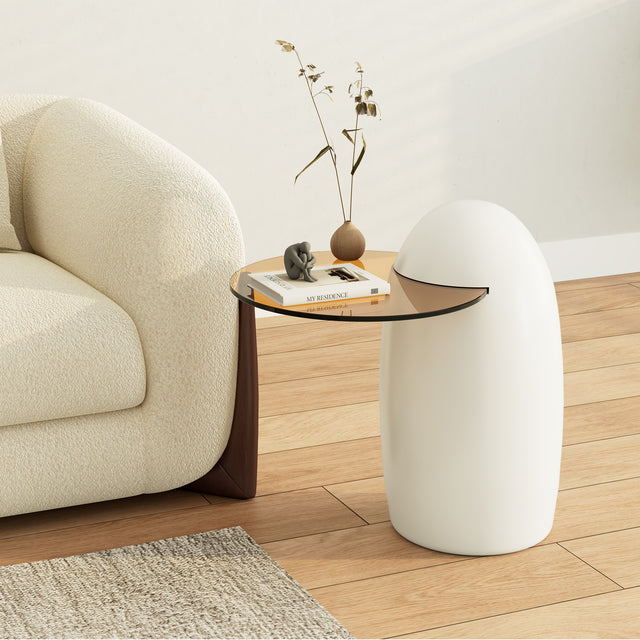 Eureka White Cat Claw Round Coffee Table With Penguin Side Table Set