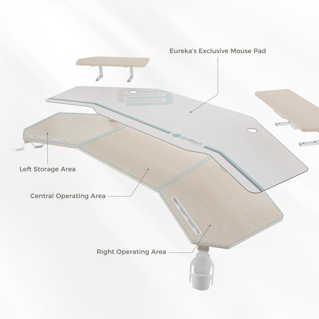 Eureka Ergonomic 70" Wing Shaped Studio Desk With Keyboard Tray