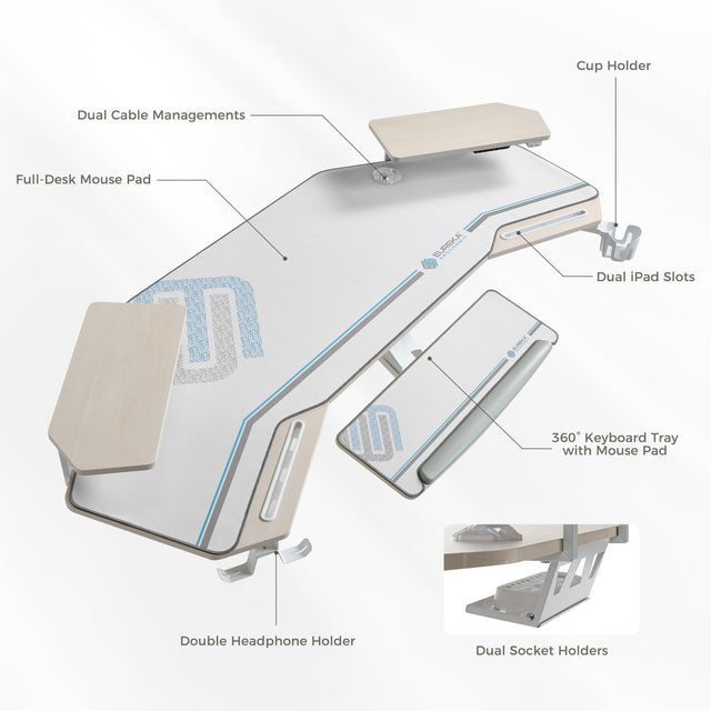 Eureka Ergonomic 70" Wing Shaped Studio Desk With Keyboard Tray