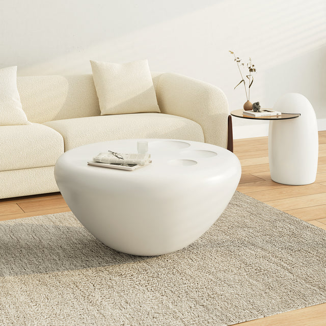 Eureka White Cat Claw Round Coffee Table With Penguin Side Table Set