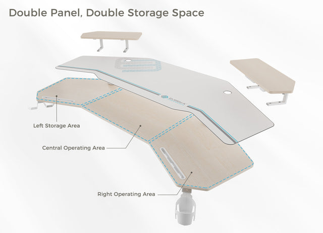 Eureka Ergonomic 70" Wing Shaped Studio Desk With Keyboard Tray