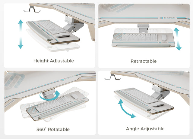 Eureka Ergonomic 70" Wing Shaped Studio Desk With Keyboard Tray