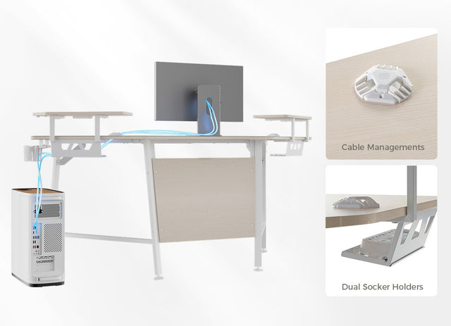 Eureka Ergonomic 70" Wing Shaped Studio Desk With Keyboard Tray