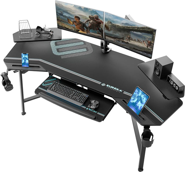 Eureka Aero E70B 70" Wing Shaped Studio Desk wtih Keyboard Tray