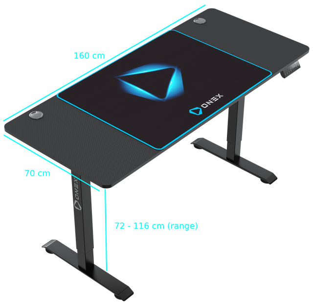 ONEX GDE1600DH Electric Height Adjustable Gaming Office Desk with Dual Motor